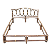 Double bed bamboo and rattan, vintage, 60s