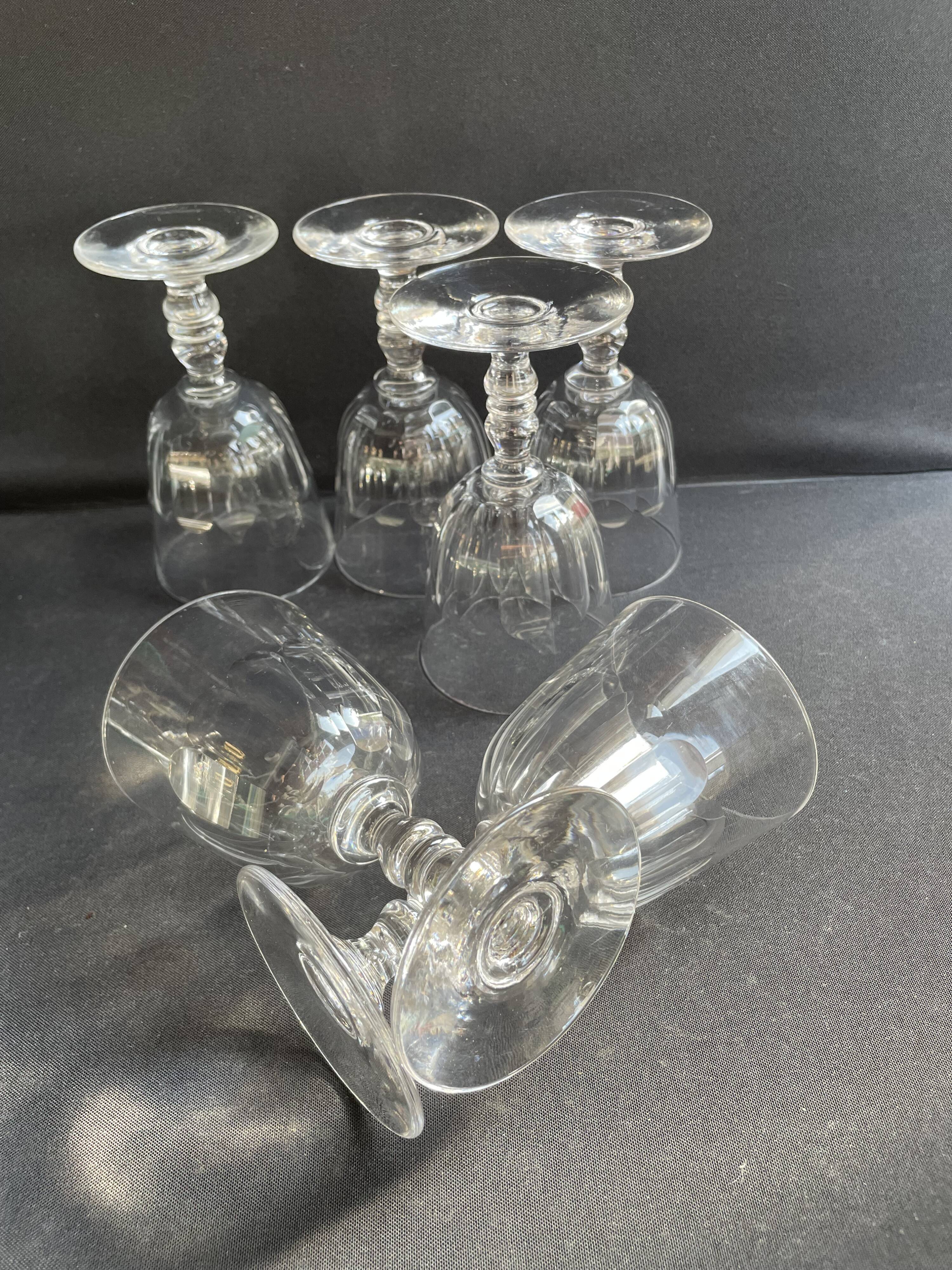6 Baccarat Clermont 19th century wine glasses