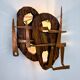 Pair of Brutalist wood & copper wall sconces, Italy, 1970s