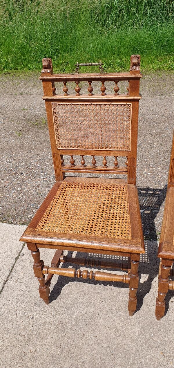 Ensemble ancien 6 - chaise en osier en chêne