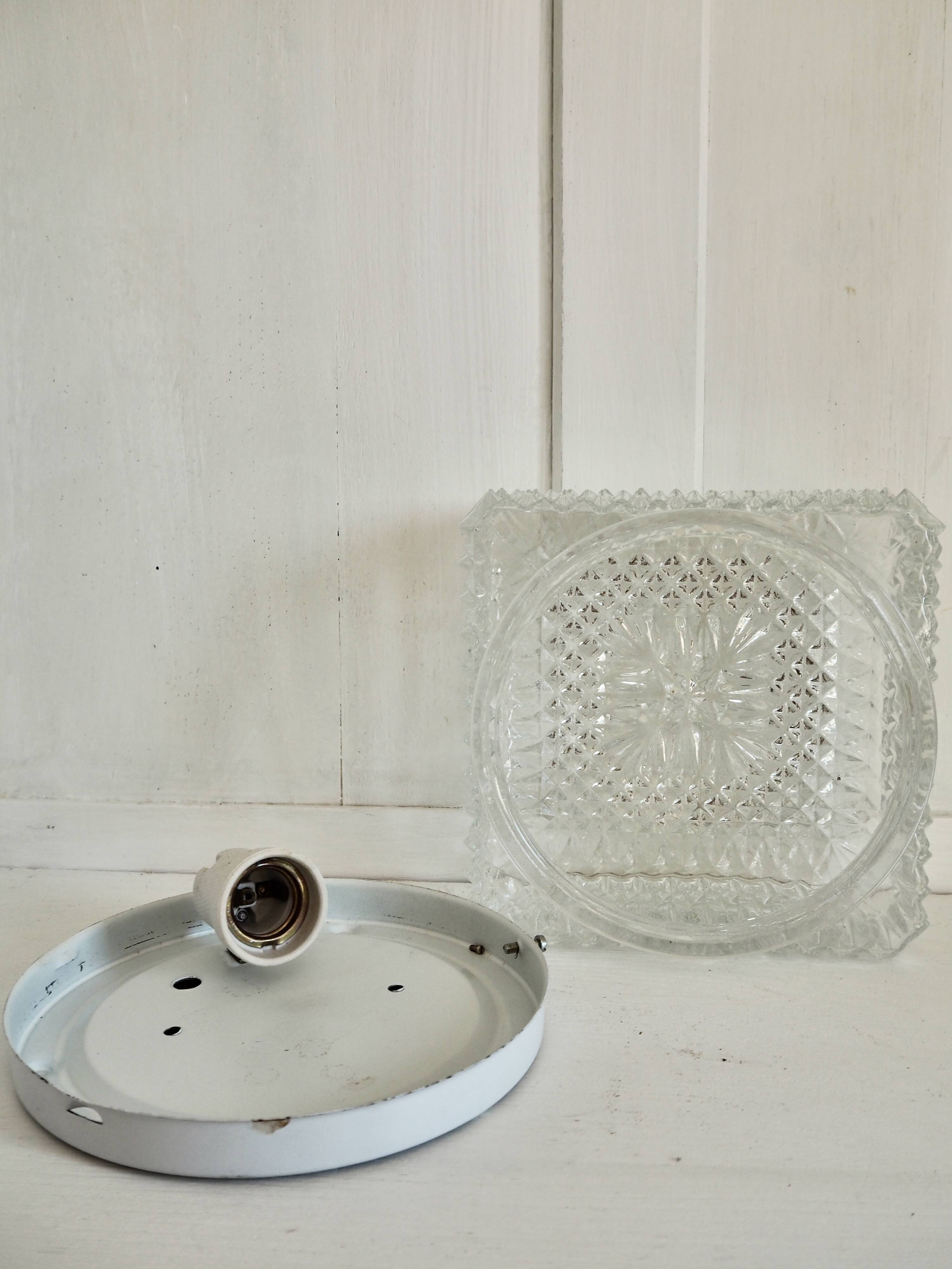 Square ceiling light in molded glass