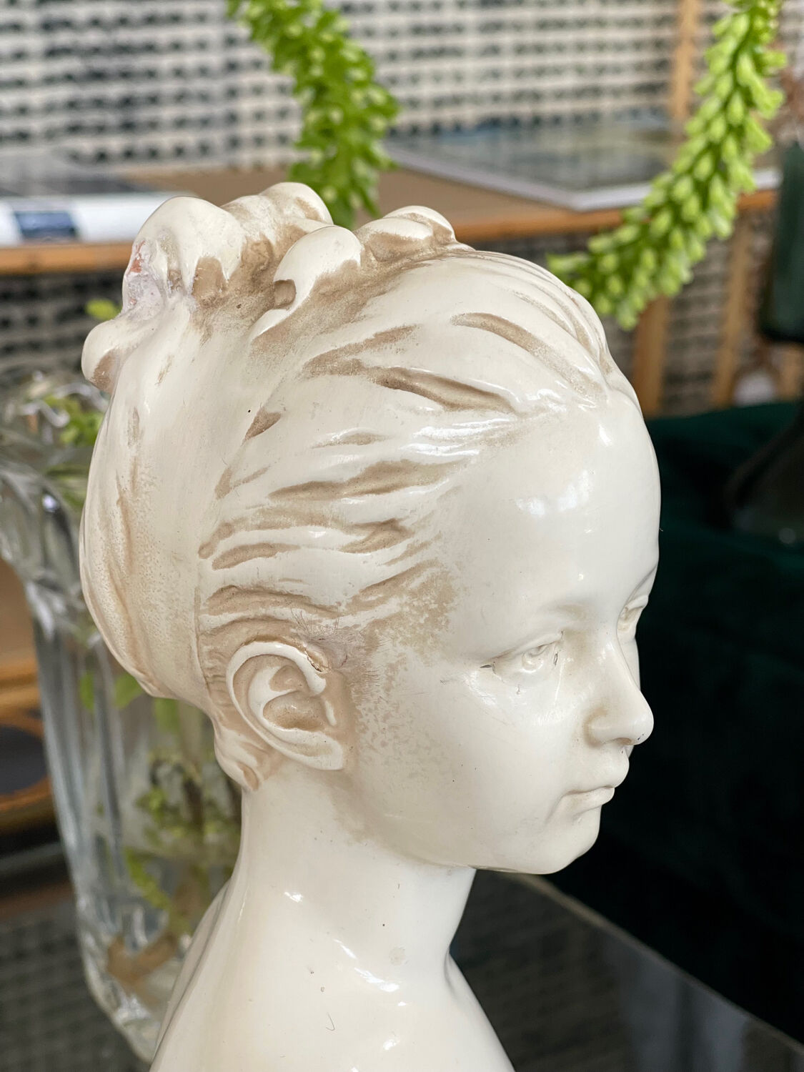 Glazed terracotta bust