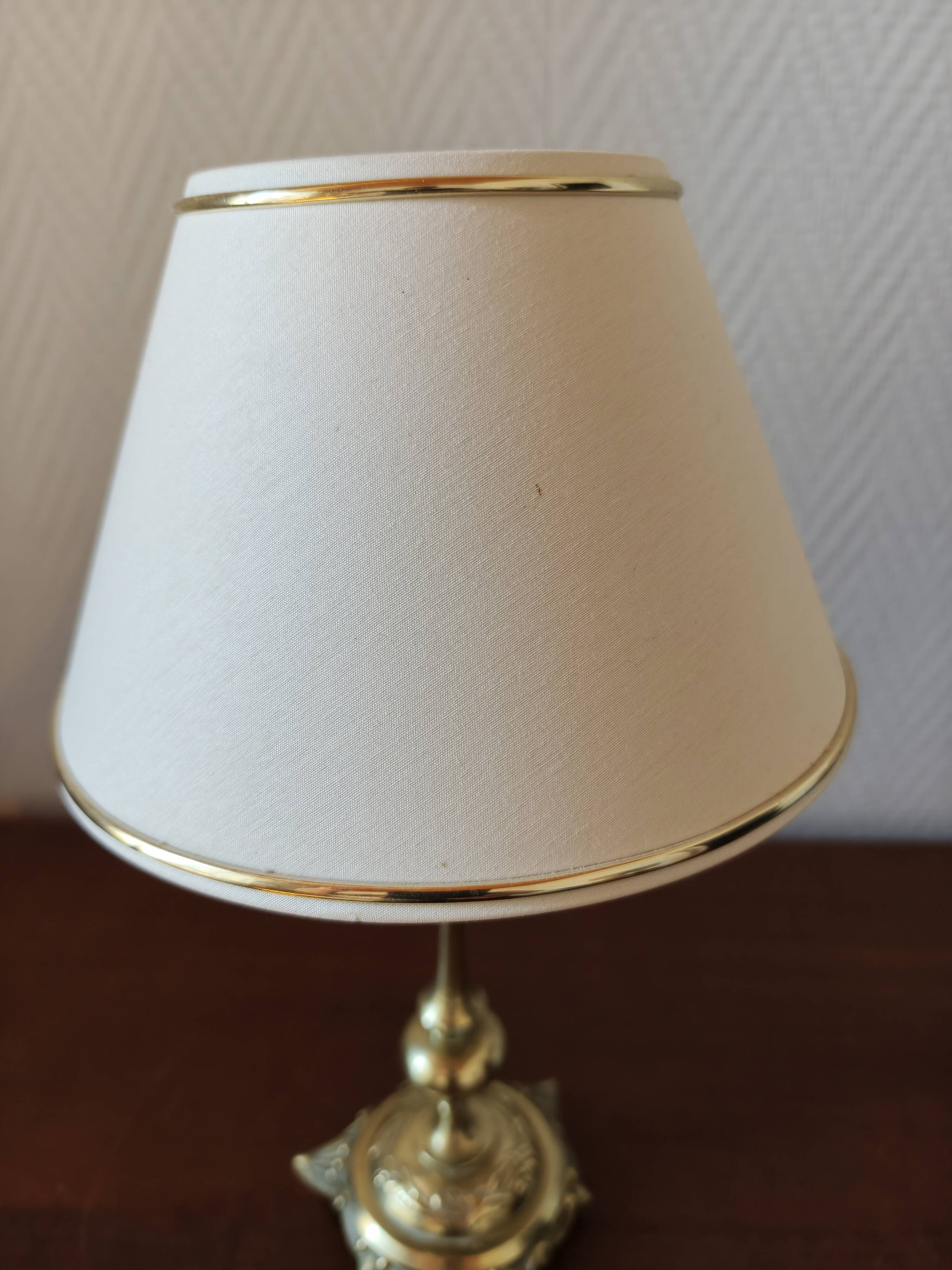 Pair of lamps in solid gold-plated brass