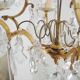 Vintage grapefruit chandelier with three lampshades in Toile de Jouy fabric