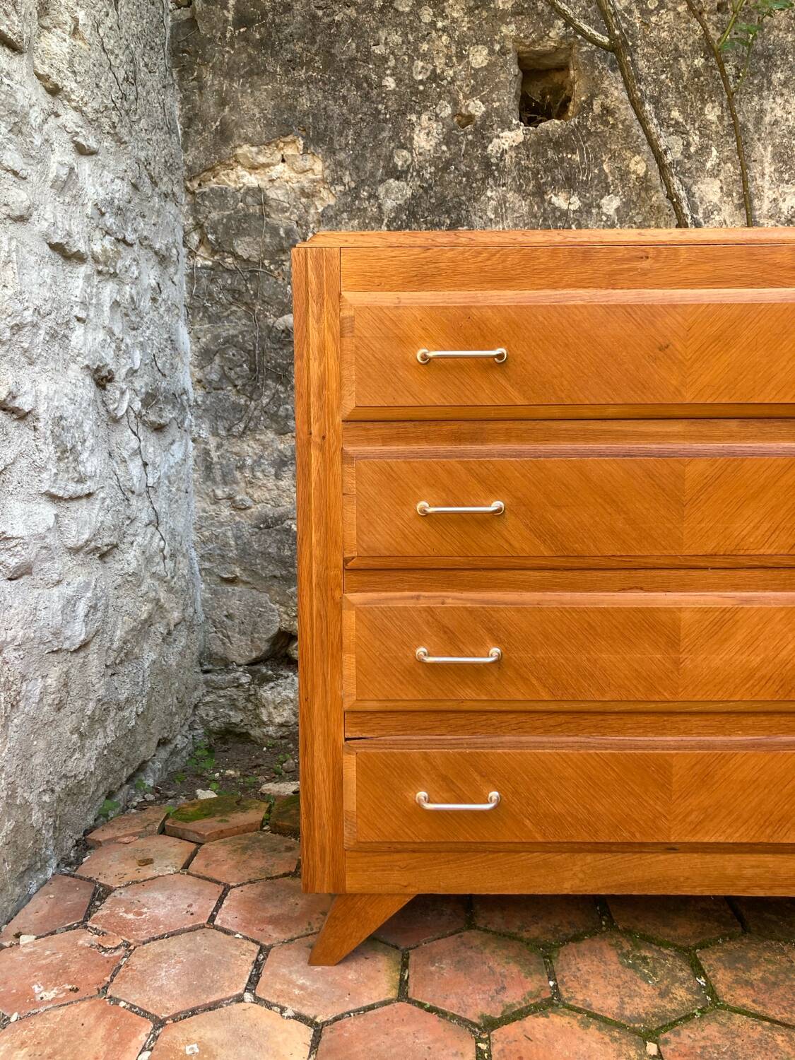 Vintage chest of drawers with compass feet