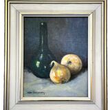 Old painting - Still life with bottle and onions