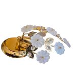 Pair of Banci Florence gold metal and crystal flower wall sconces