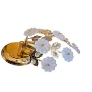 Pair of Banci Florence gold metal and crystal flower wall sconces