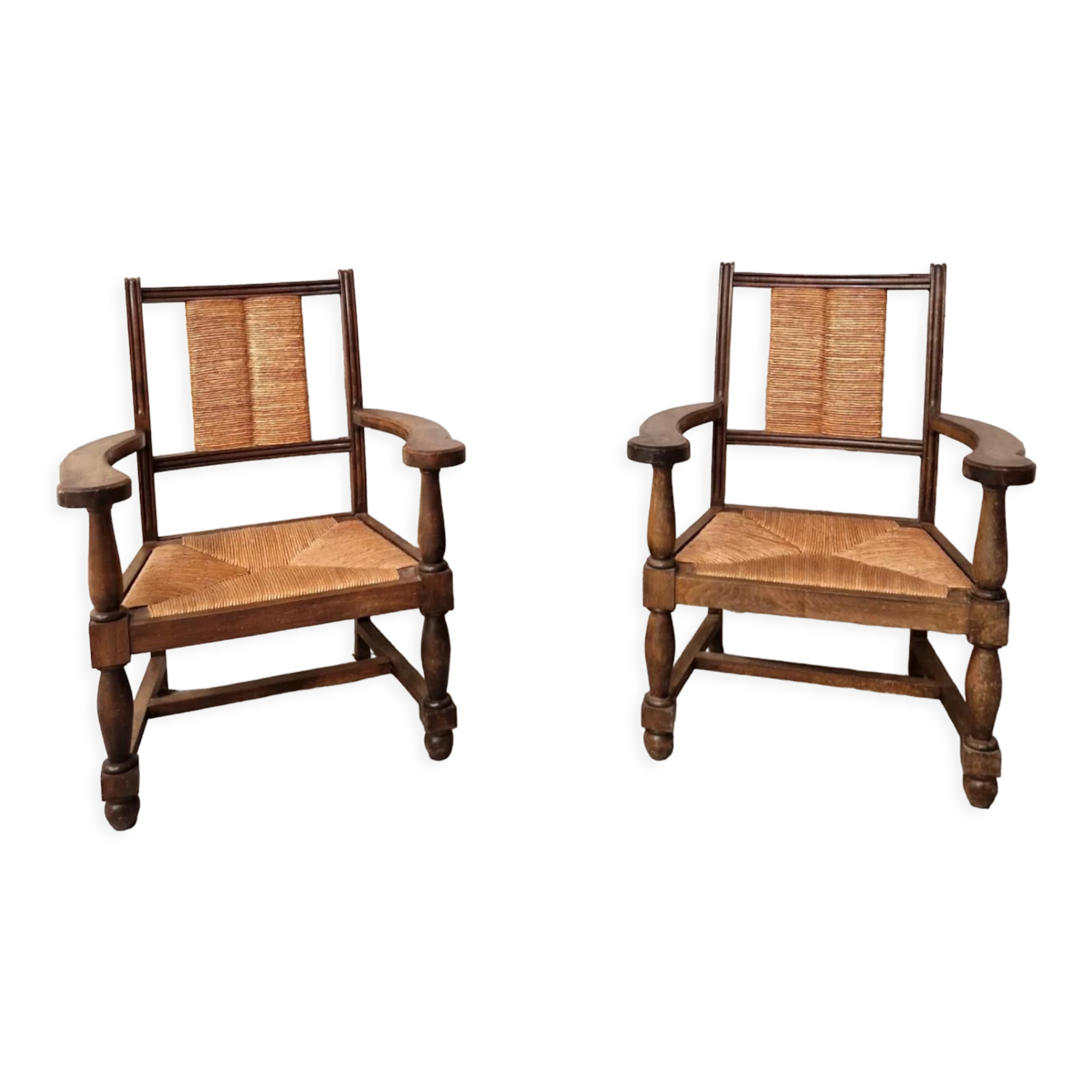 Pair of neo-Basque armchairs