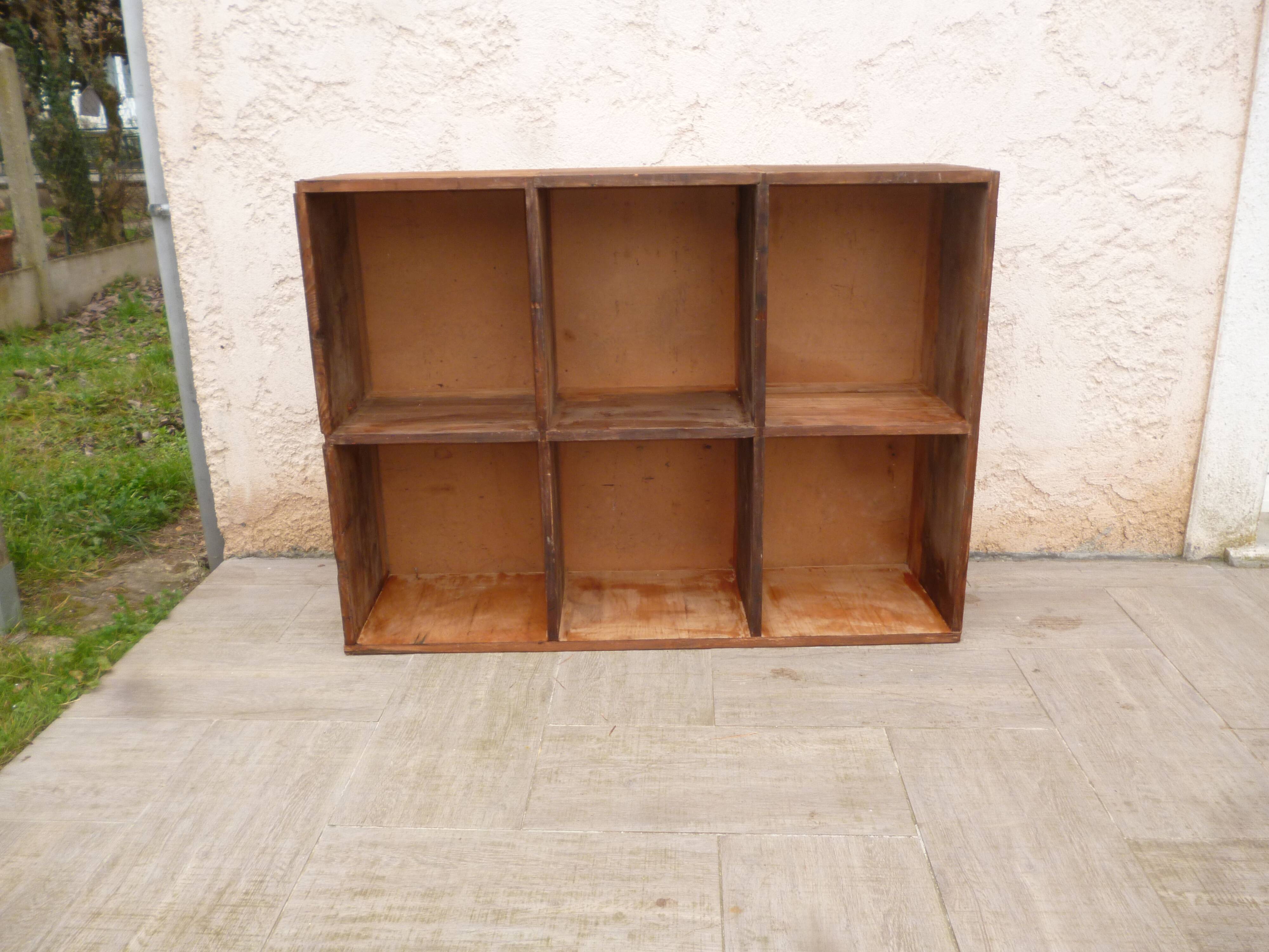Shelves with vintage wooden lockers