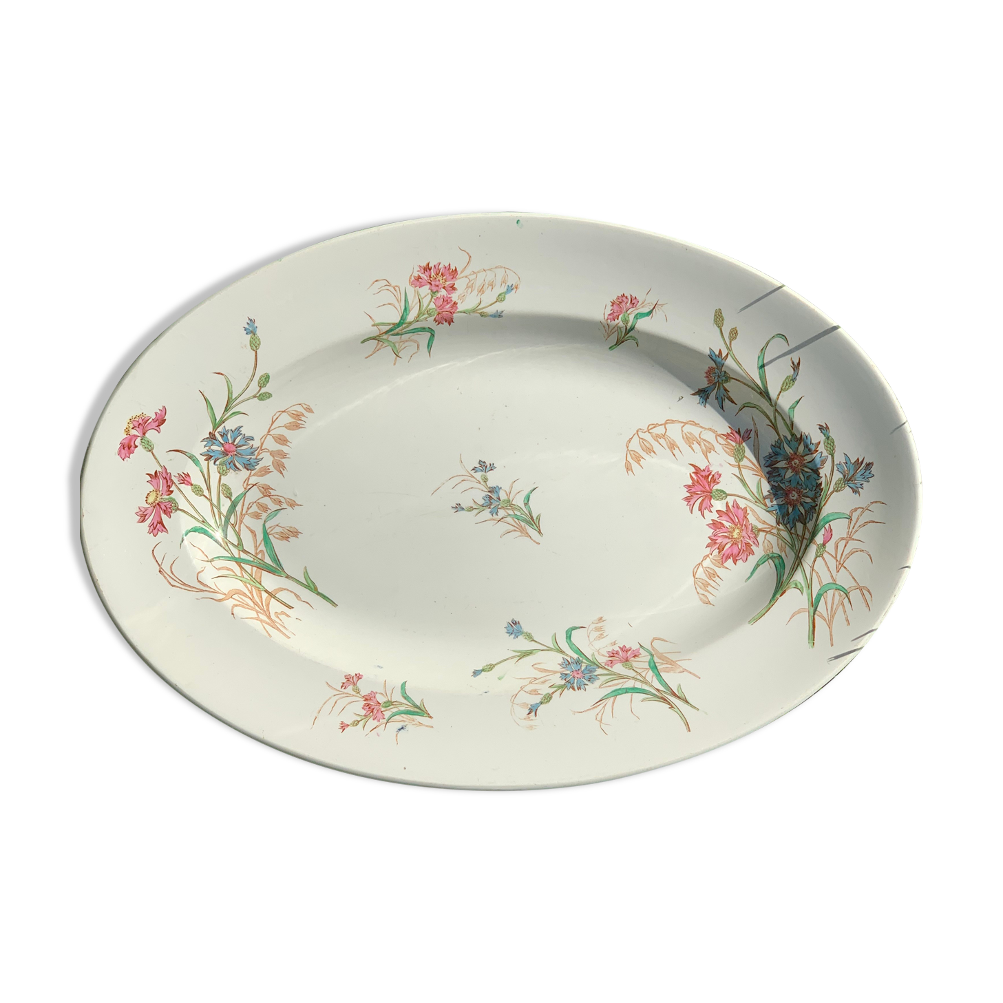 Old dish, earthenware, blueberry service Keller and Guérin Lunéville, Terre de Fer