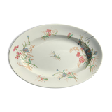 Plat ancien, faïence, service bleuet Keller et Guérin Lunéville, Terre de fer