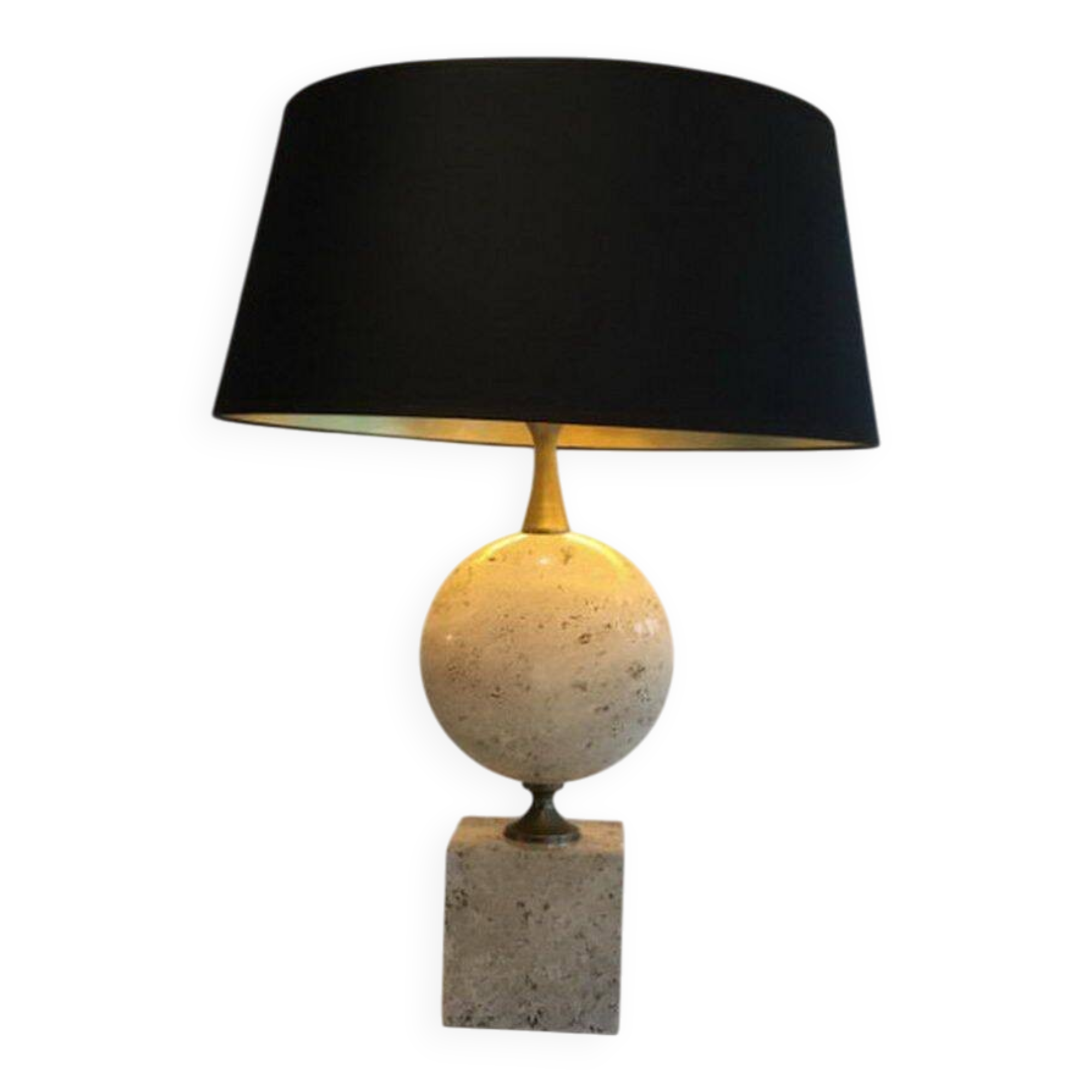 Large lamp in travertine. Philippe Barbier