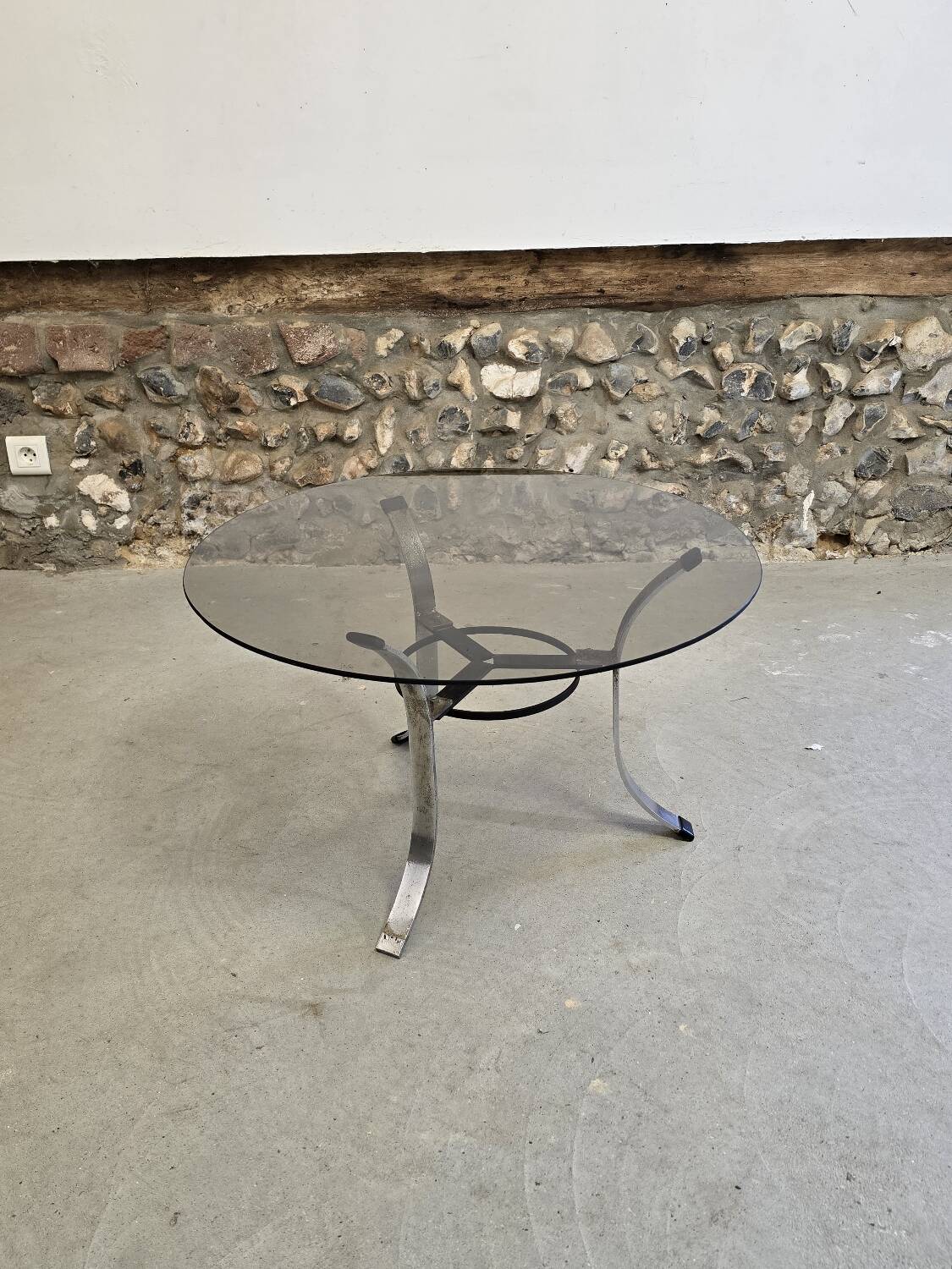 Small smoked glass coffee table 1970