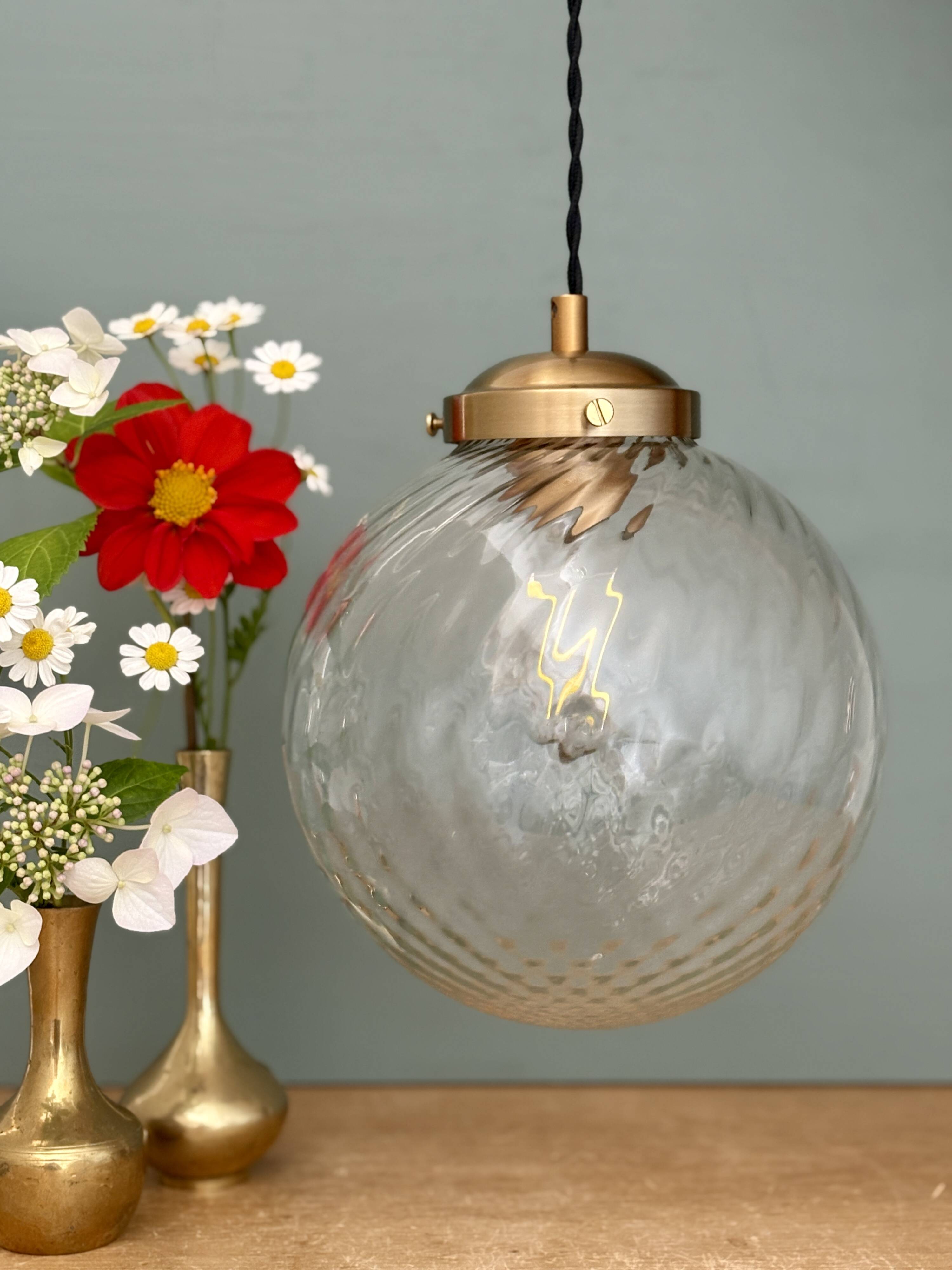 Vintage transparent glass suspension globe