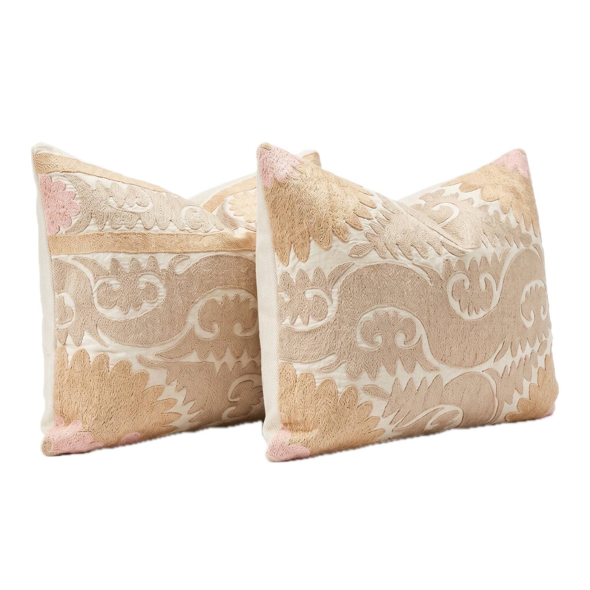 Lot de 2 housses de coussin brodées vintage 54x74 cm