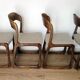 Set of 4 vintage Baumann "Sled" chairs in bent wood.