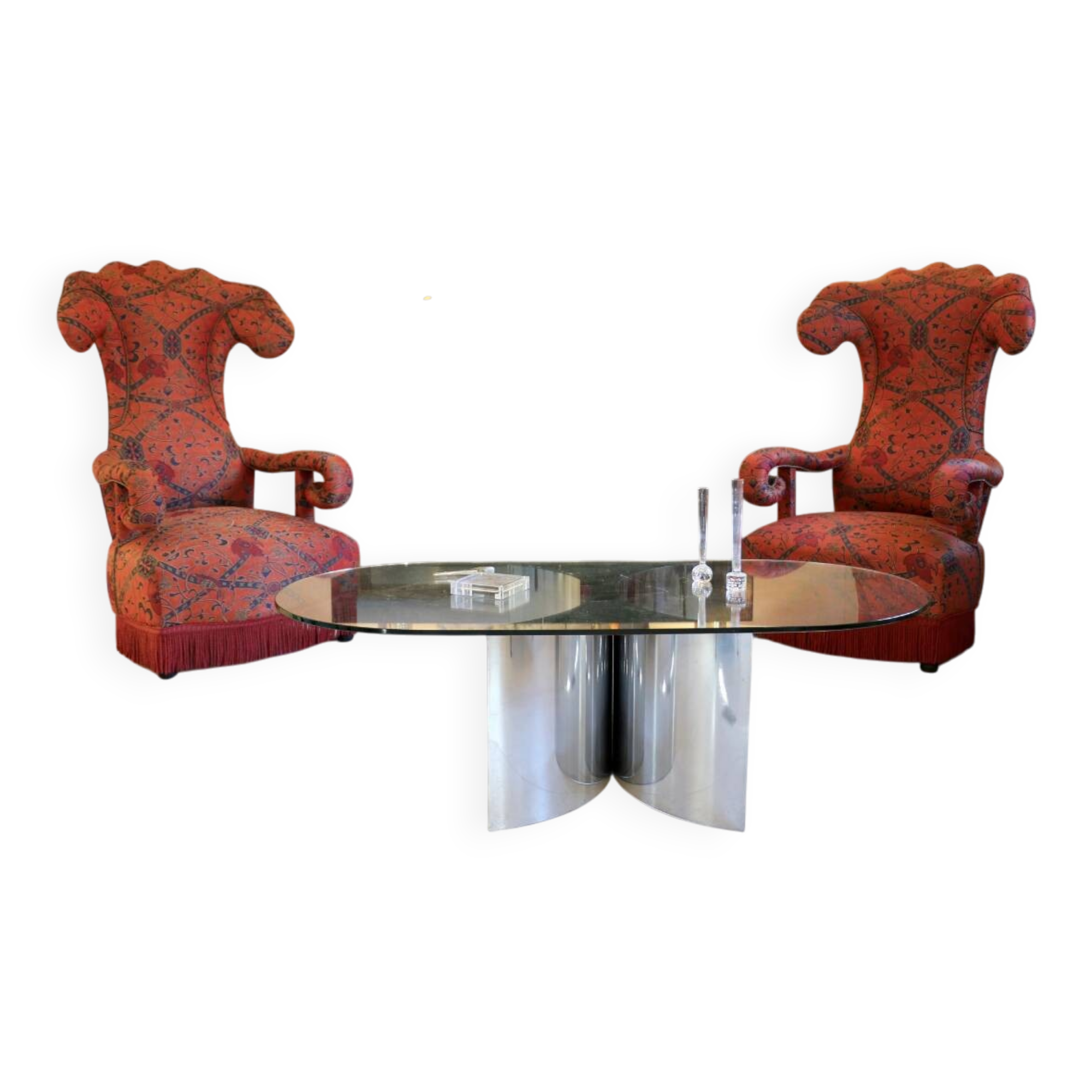 A pair of large armchairs, France early 20th century.