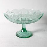 Glass Pedestal Bowl / Vintage Georgia Green Fruit Bowl / Ukraine / 1950s