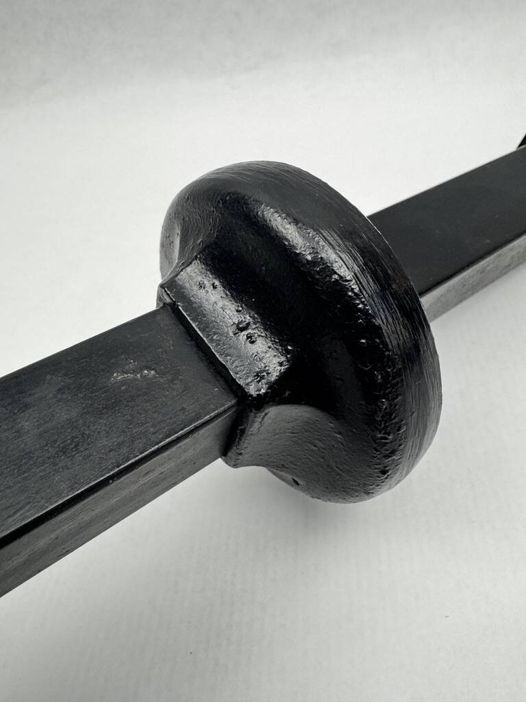 Black wrought iron lamp base, in the style of Jean-Pierre Ryckaert, circa 1950-1960