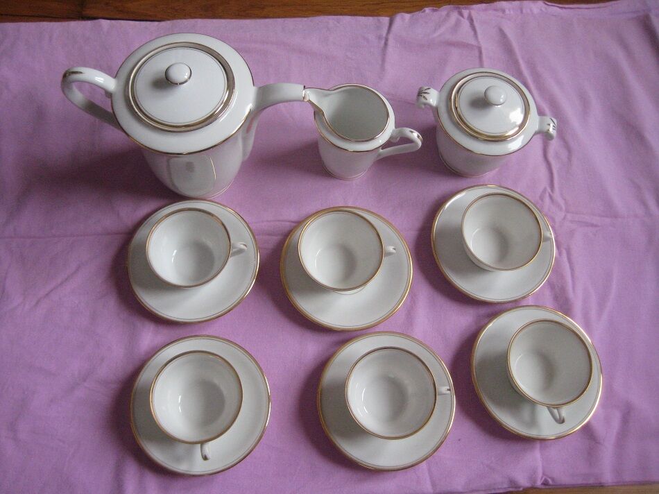 Service a cafe ancien, blanc et or, Limoges, 1940