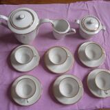 Antique coffee service, white and gold, Limoges, 1940