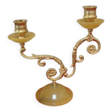 Vintage alabaster and brass candlestick