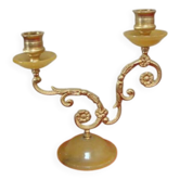 Vintage alabaster and brass candlestick