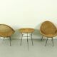 1950s Italian Rattan Basket Chairs & Matching Bistro Table Set