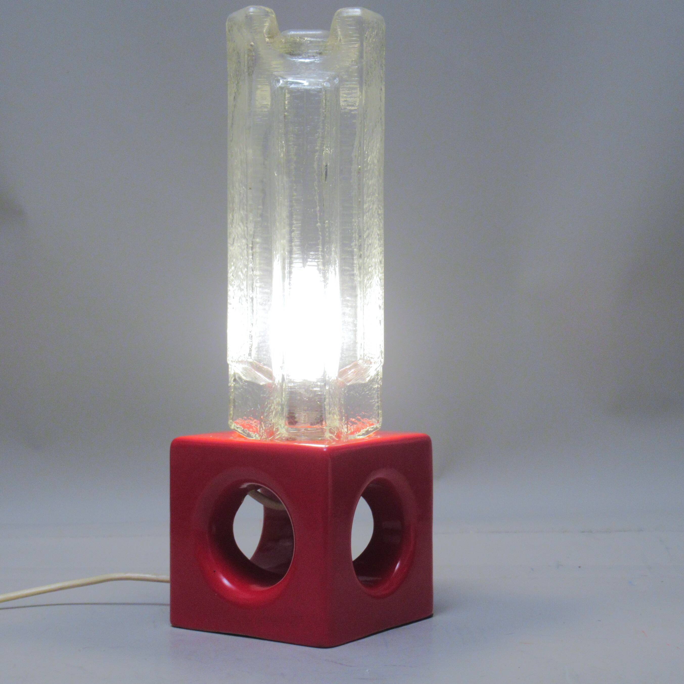 Vintage ceramic and glass lamp from the 1960s.