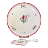 Pie tray with pie shovel in Gien earthenware, Lorraine décor