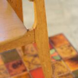 Trio of vintage 6157 chairs by Roger Landault leather and wood 1950