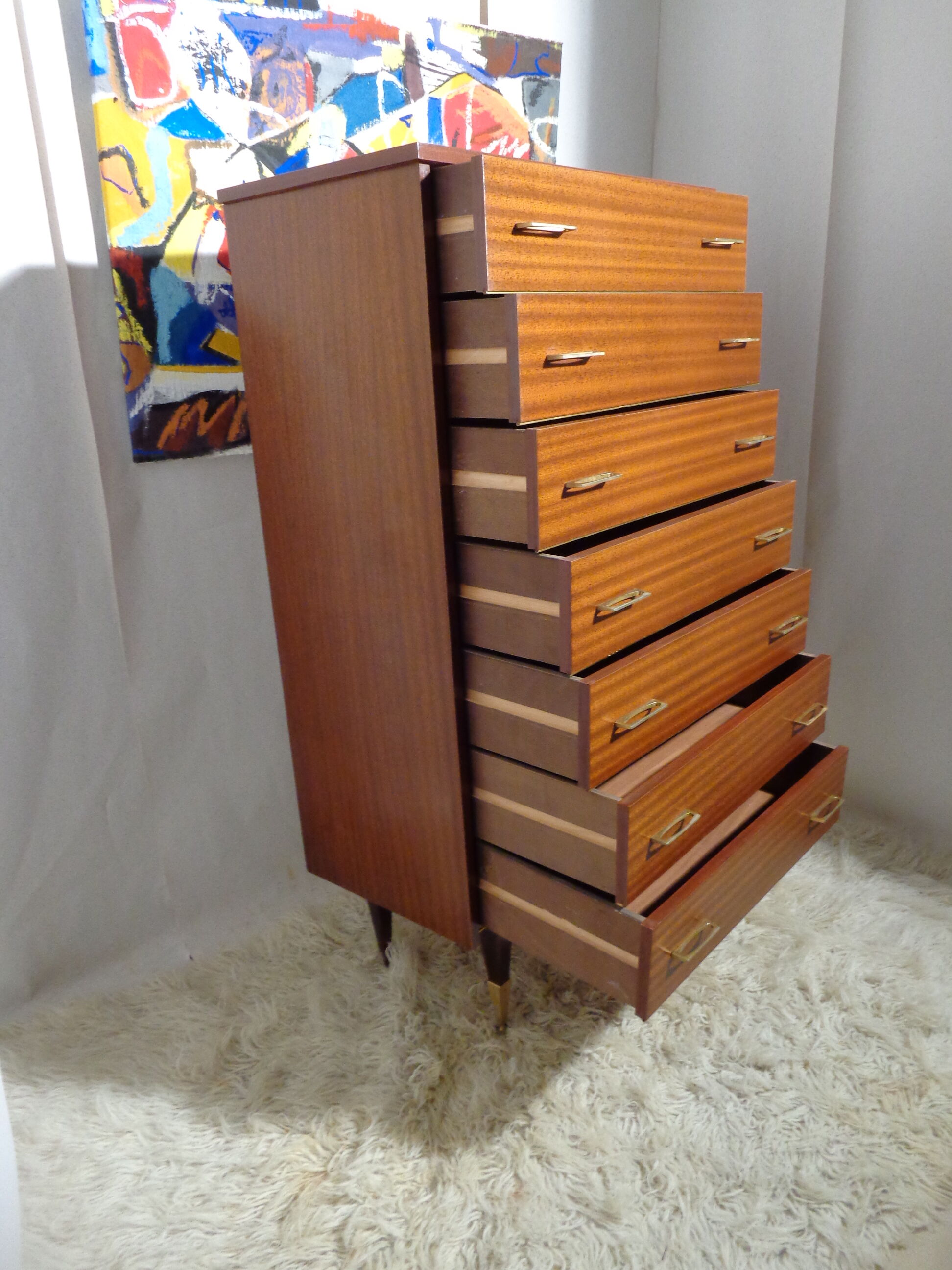 Vintage rag chest of drawers from the 60s seven drawers