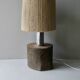 Lampe en bois massif et chrome, abat jour corde