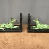 Art Deco bookends. Regule with patina and marble.