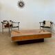 Old Italian design coffee table from the 70s in elm burl and metal / Willy Rizzo