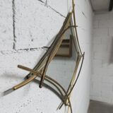 Sculptural mirror with two-tone gilded arches, France, 1970s, 95 x 133 cm