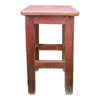 Brutalist style wooden stool
