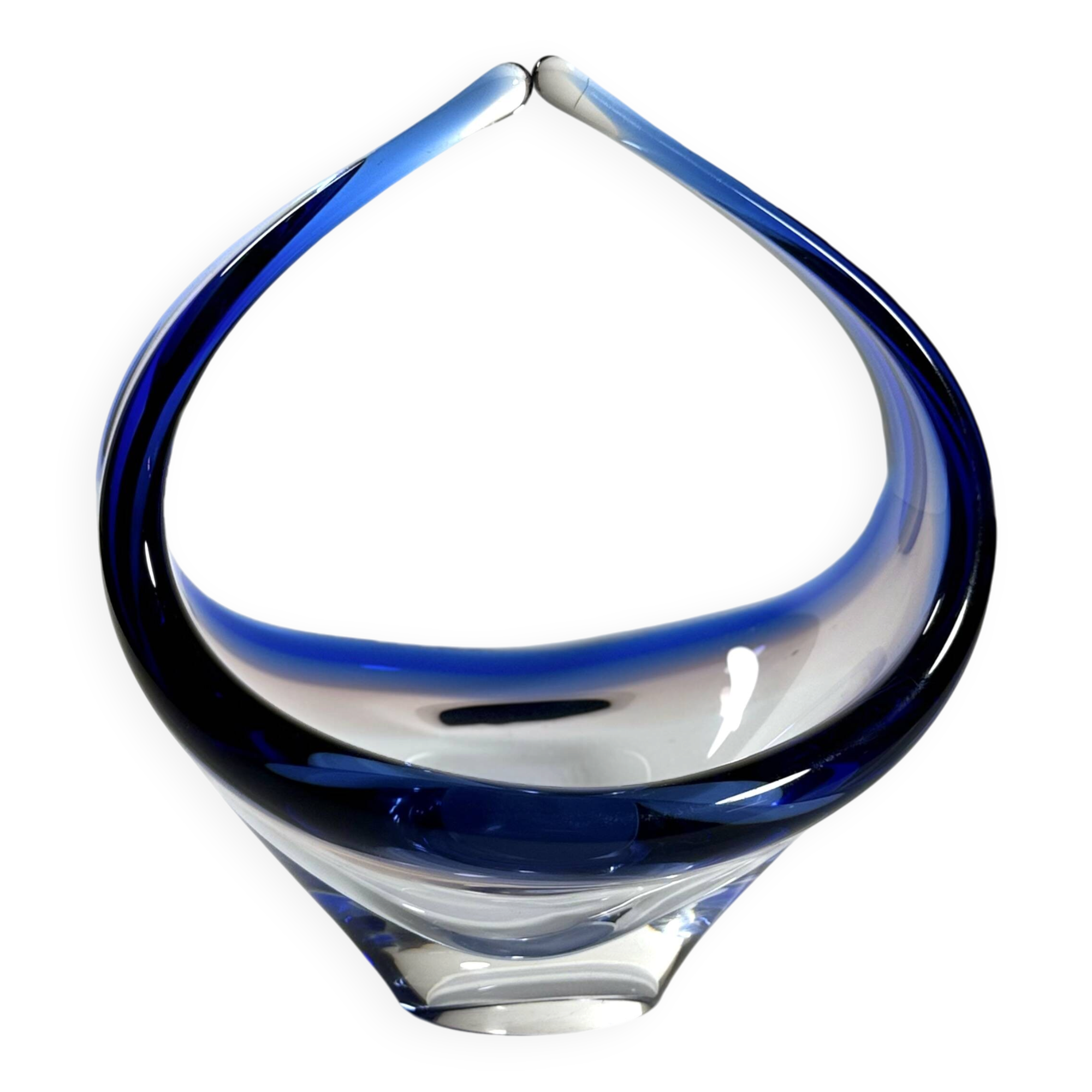 Blown glass bowl coupe Sommerso blue - Murano style 1960