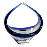 Blown glass bowl coupe Sommerso blue - Murano style 1960