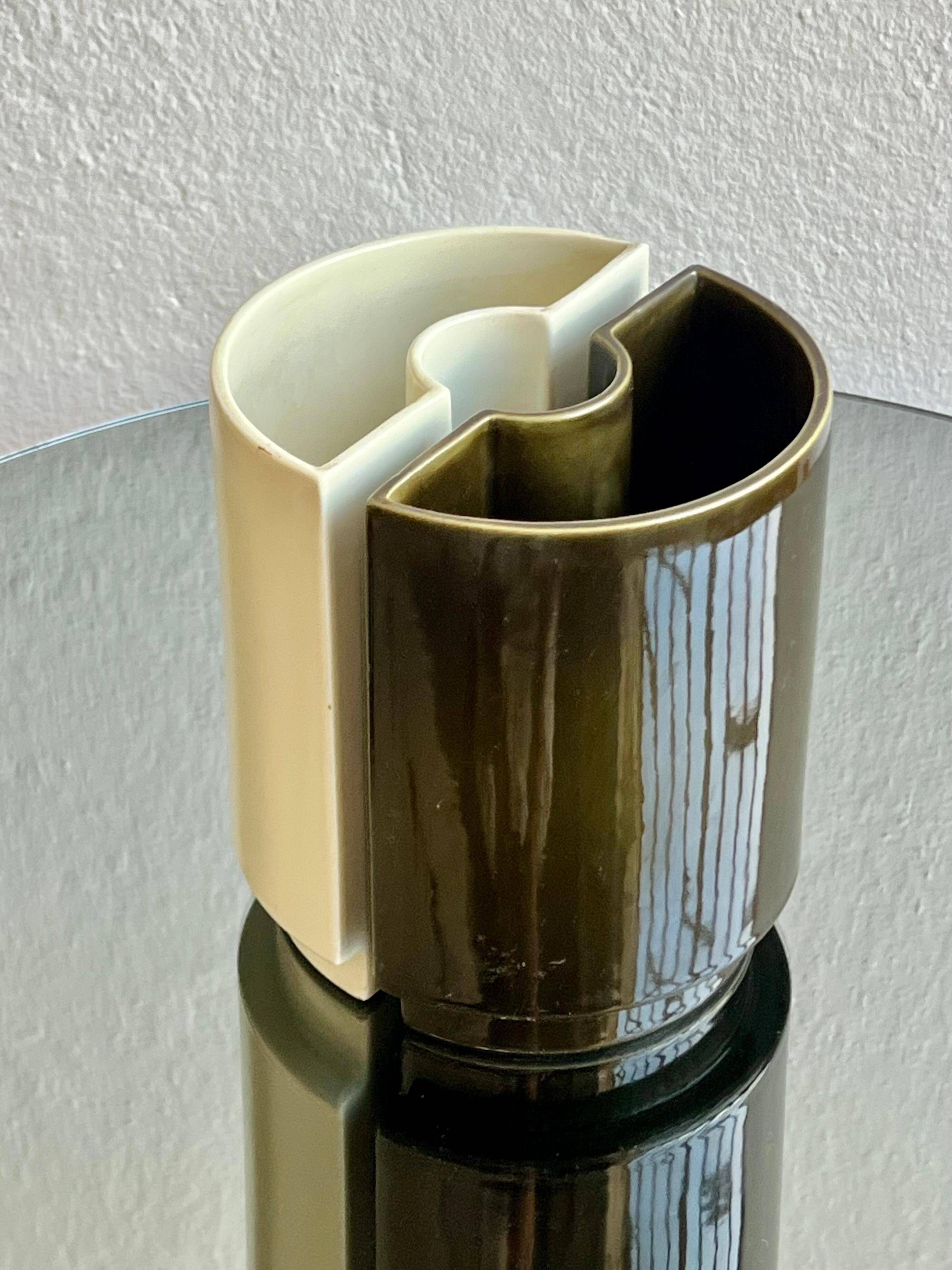 Vase double en céramique, Cansano Ceramiche fabriqué en Italie dans les années 1970, Turin