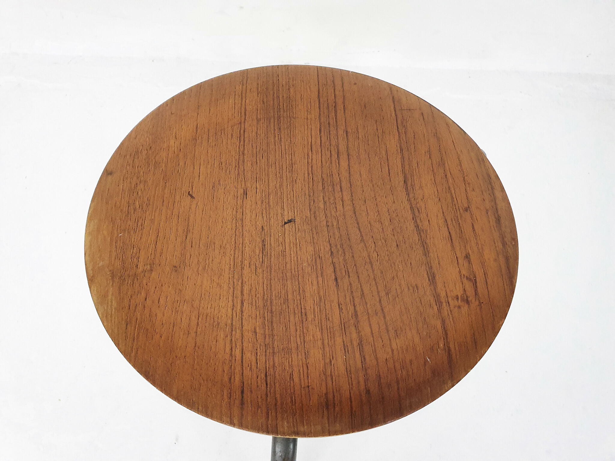 Teak and metal tripod stool, Denmark 1960's