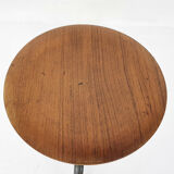 Teak and metal tripod stool, Denmark 1960's