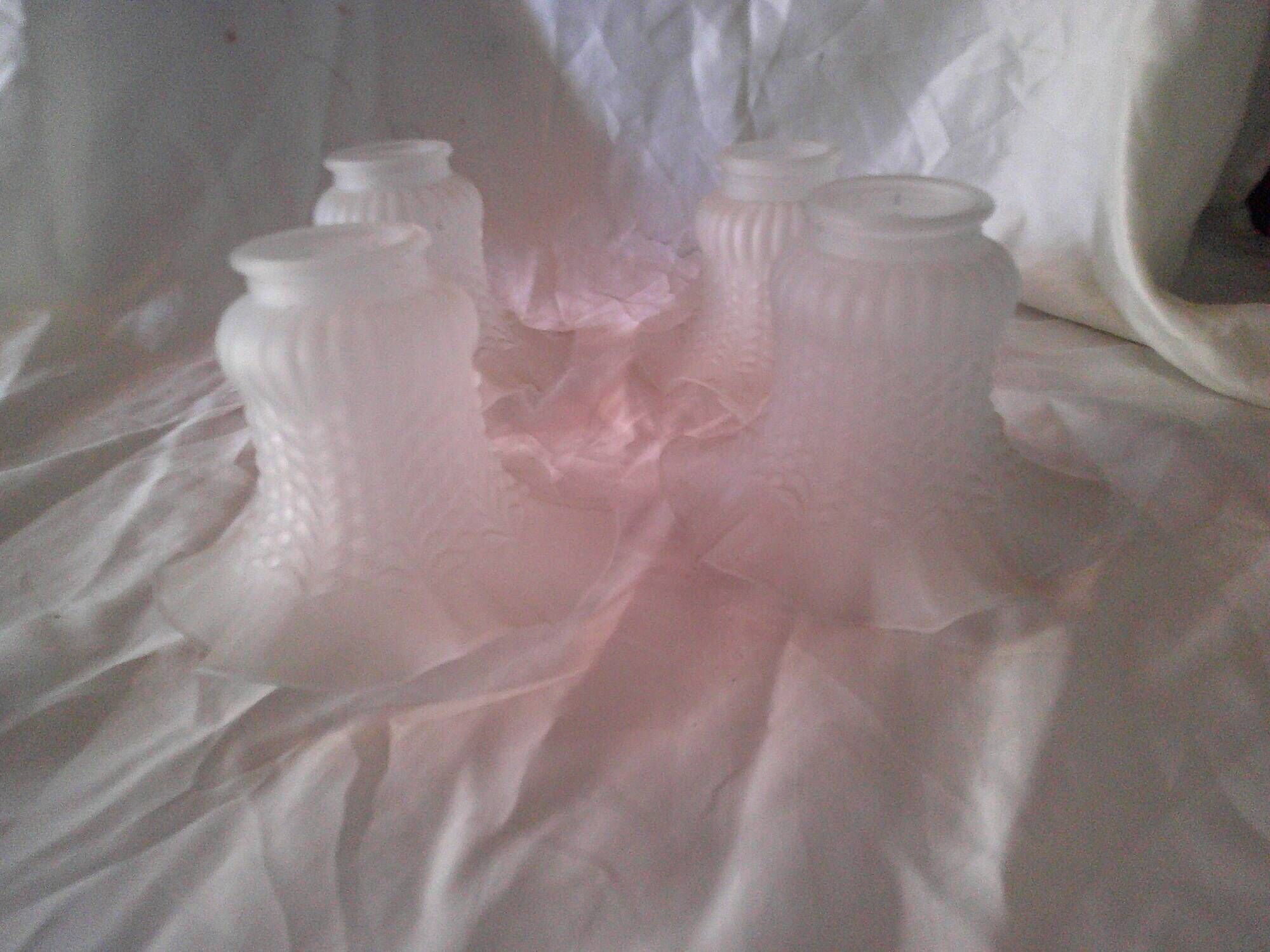 Set of 4 tulips/shades, in frosted glass