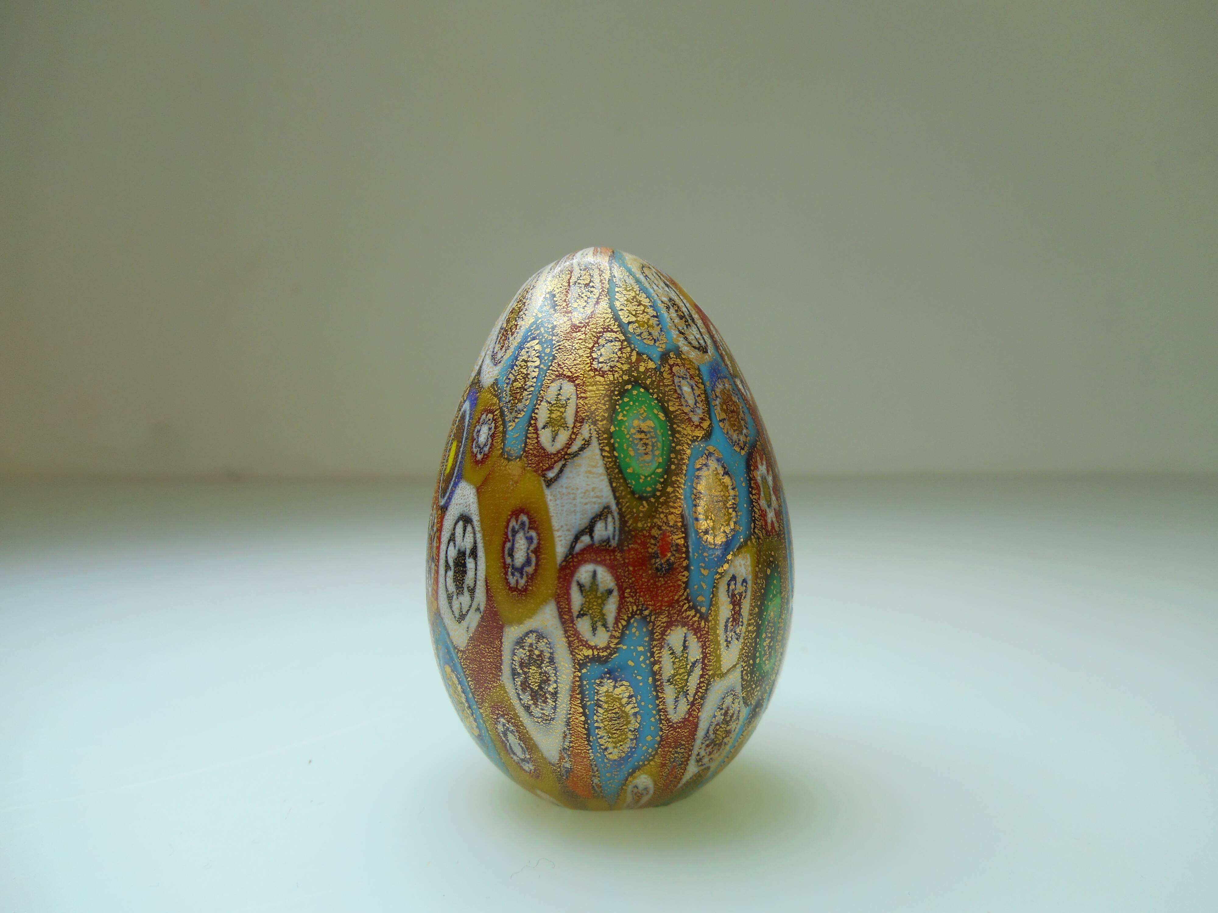 Murano Millefiori egg paper press golden powder