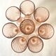Flûtes à champagne en verre rose années 80