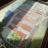 Old Oil Painting Canvas Manor Castle Holiday Home 87x62cm