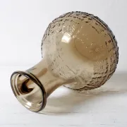 Italian Smoked Glass Jug / Embossed Floral Brown Pitcher / Mid-century Jug