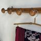 Large vintage wooden coat rack with 6 bamboo effect hooks L79