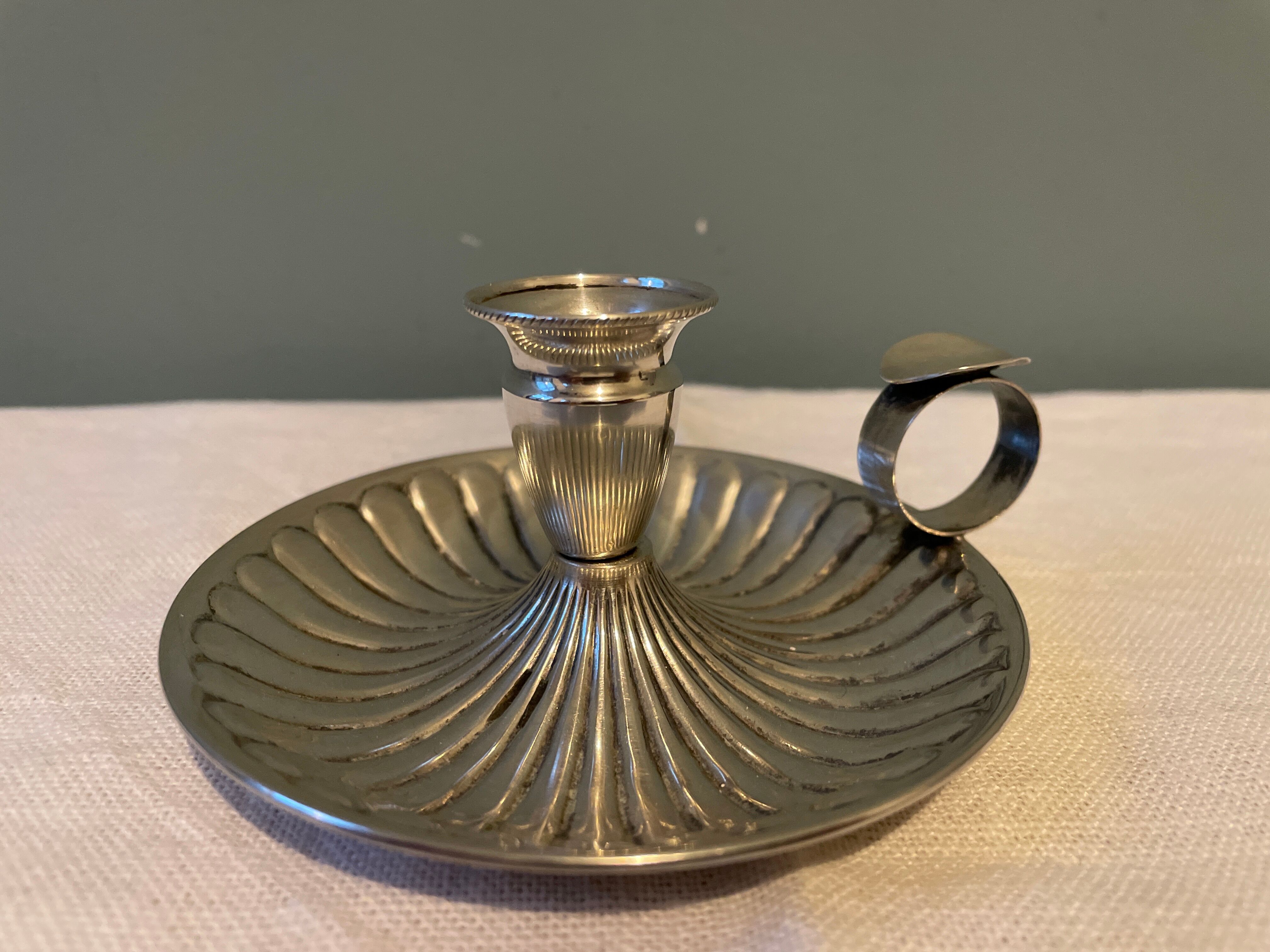 Solid silver hand candle holder